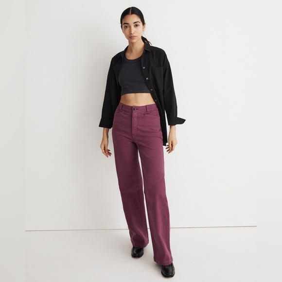 NWT Madewell The Emmett Wide-Leg Pant Garment Dyed Edition Iris Bloom Size 29 - Picture 3 of 12